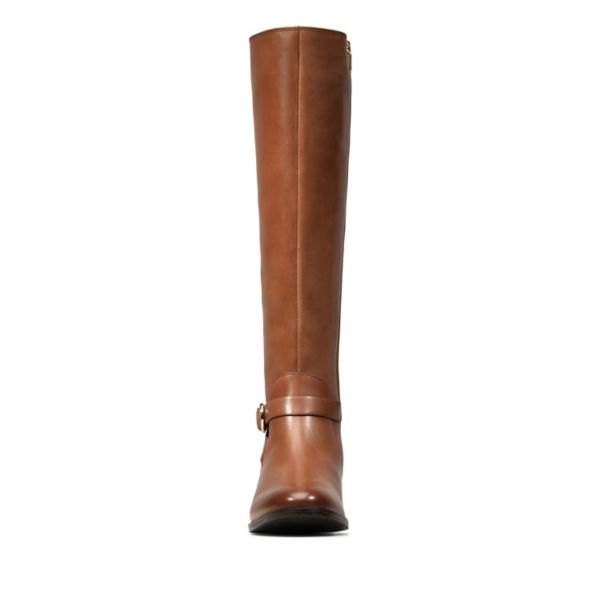 Clarks Womens Netley Whirl Knee High Boots Brown | UK-2185396